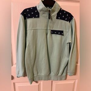 Royce Nautical Quarter Zip Up Sweatshirt. Teal and Navy.